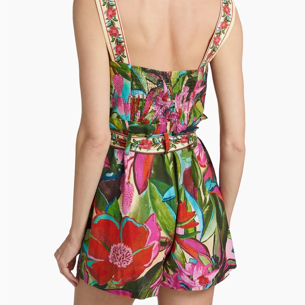 Farm Rio Jardin De Reve Floral Tie-Waist Romper - Picture 2 of 4